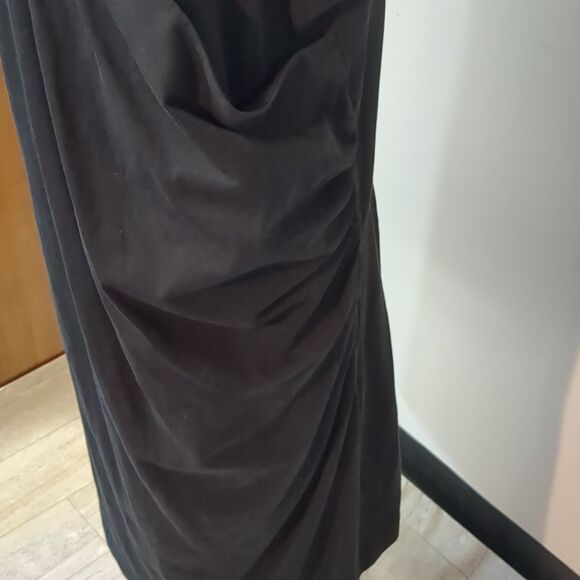 Soft Surroundings Wear Anywhere Surplice Bodice Faux Wrap Black Dress Size 1X - Picture 4 of 8